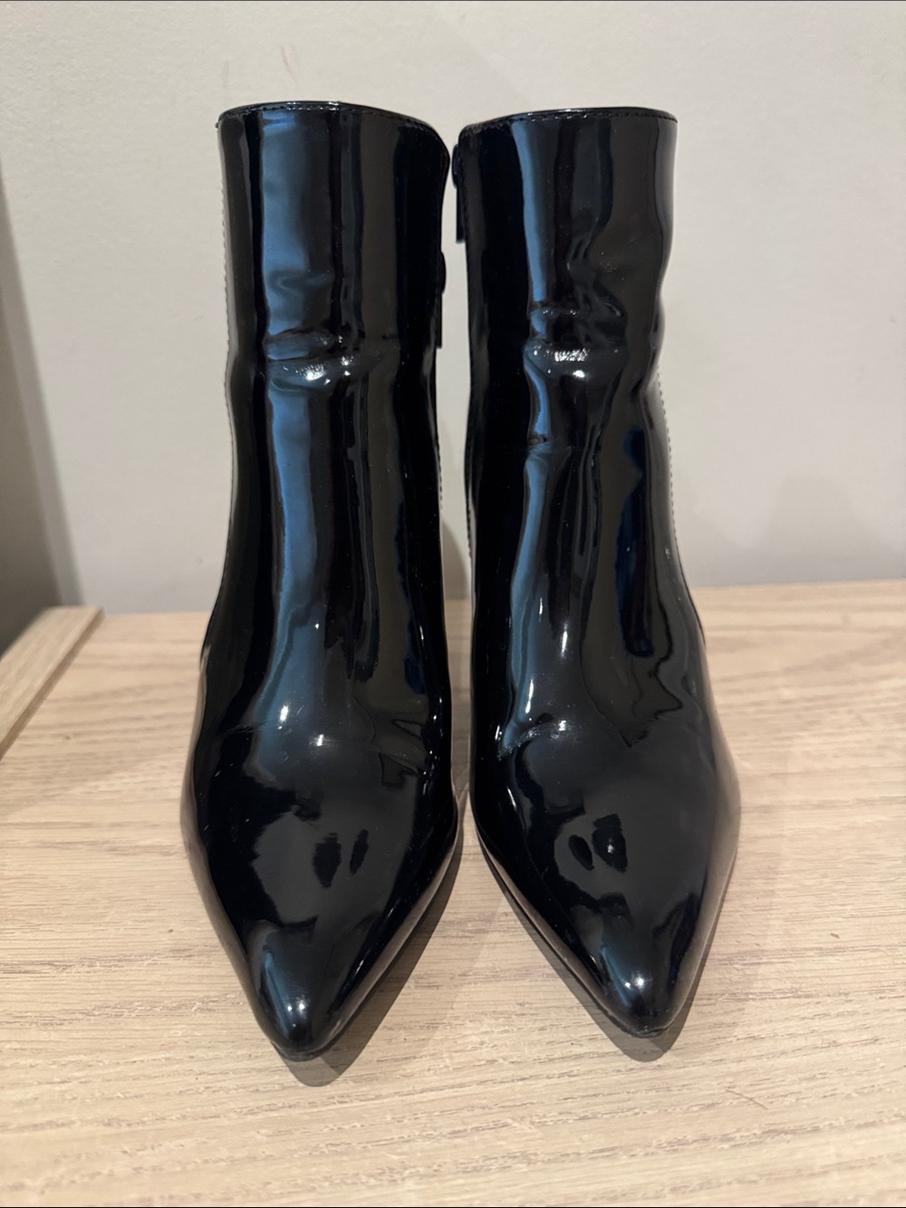 Patent leather ankle boots